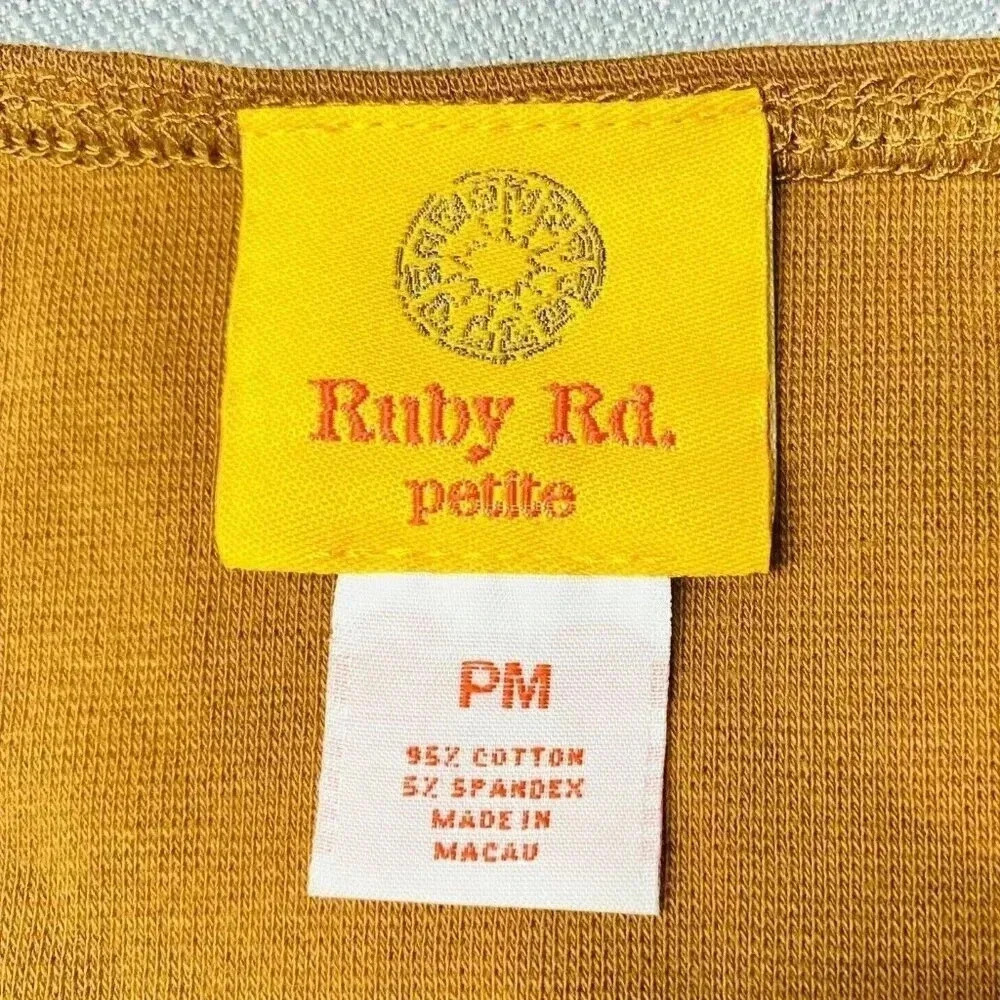RUBY RD. Women Sleeveless Pullover Round Neck Brown Stretchy Shirt Top Size PM - Picture 11 of 12